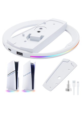 حامل عمودي RGB لـ PS5 / PS5 Slim / PS5 Pro – قاعدة LED RGB مع تأثيرات إضاءة ديناميكية، فتحات للتهوية المثلى، متوافق مع الإصدارات الرقمية والمزودة بالقرص، تصميم أنيق ومتعدد الاستخدامات، أبيض - pzsku/Z791095EF0B1B482E463EZ/45/_/1740552589/f0540ce8-03e2-492c-83c3-0555d0dffac5