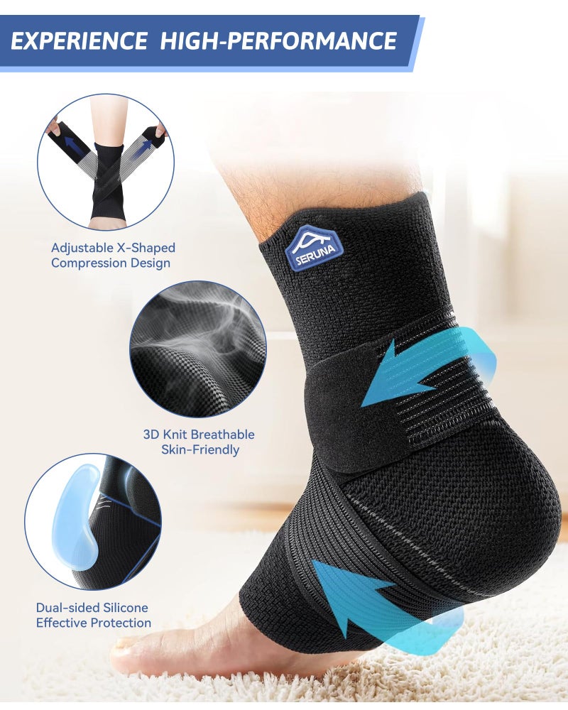 JAPSERUNA Compression Ankle Brace for Sprain Recovery with Figure 8 Strap & Dual Silicone Pads, Breathable Knit Active Ankle Support for Sports, Athletic, Running, Basketball, Volleyball - Image 3