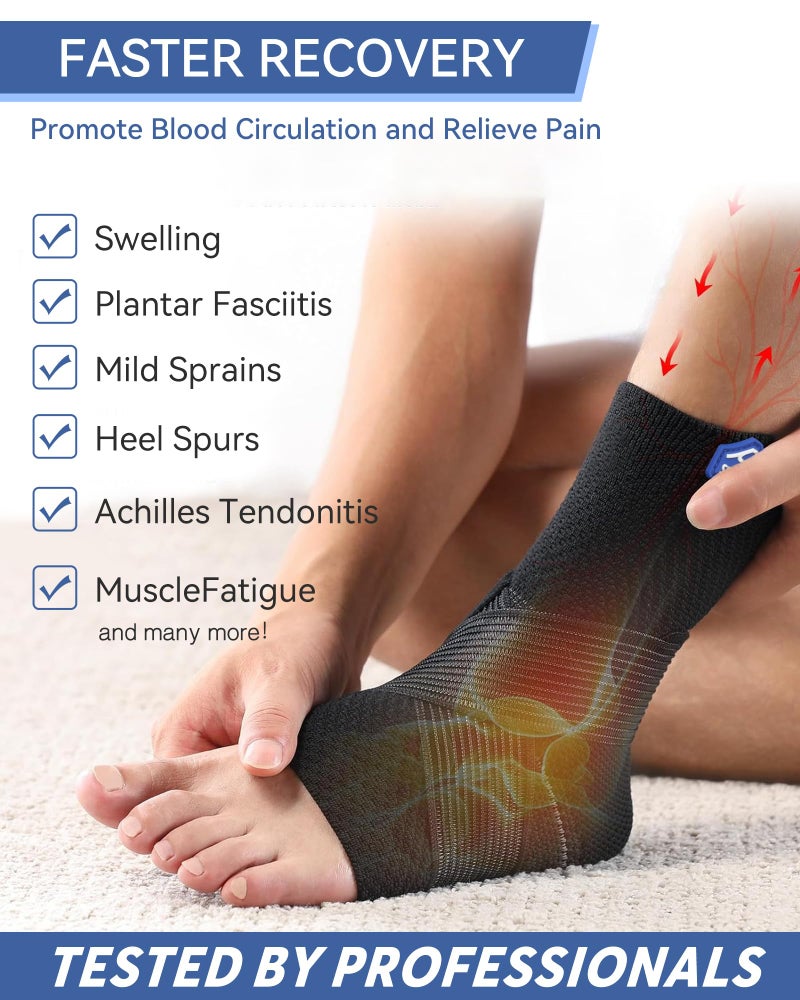 JAPSERUNA Compression Ankle Brace for Sprain Recovery with Figure 8 Strap & Dual Silicone Pads, Breathable Knit Active Ankle Support for Sports, Athletic, Running, Basketball, Volleyball - Image 5