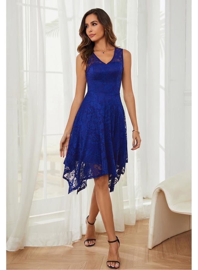 Meetjen Formal Dresses for Wedding Guest Lace Midi Prom A-line Cocktail Dresses Vestidos Formales para Mujer RoyalBlue L - Image 3