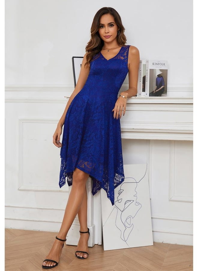 Meetjen Formal Dresses for Wedding Guest Lace Midi Prom A-line Cocktail Dresses Vestidos Formales para Mujer RoyalBlue L - Image 2
