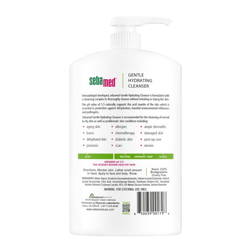 SEBAMED Fragrance-Free Gentle Face and Body Hydrating Cleanser pH 5.5 Dermatologist Recommended Ultra Mild Formula for Normal To Dry Sensitive Skin 33.8 Fluid Ounces (1 Liter) - Image 2