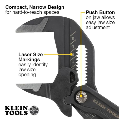 Klein Tools D53103KIT Adjustable Pliers Wrench Set Compact HighLeverage Parallel Smooth Jaw Pliers 7Inch 10Inch and 12Inch 3Piece - Image 3