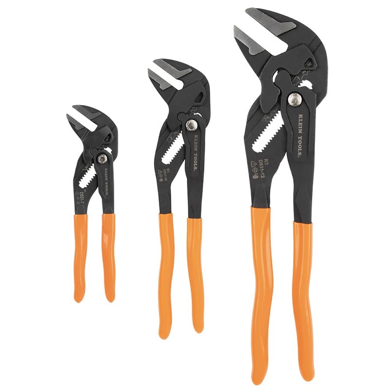 Klein Tools D53103KIT Adjustable Pliers Wrench Set Compact HighLeverage Parallel Smooth Jaw Pliers 7Inch 10Inch and 12Inch 3Piece - Image 2