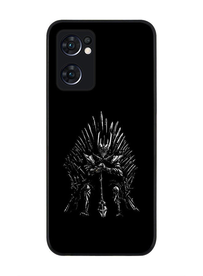 Stylizedd حافظة حواف سوداء متينة لهاتف Oppo Reno7 5G - غلاف مرن من مطاط TPU رقيق مضاد للصدمات - GOT One Throne - Image 1