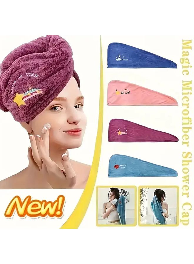 Women Purple Microfiber Quick Dry Hair Towel Soft Fruit Design - Image 2