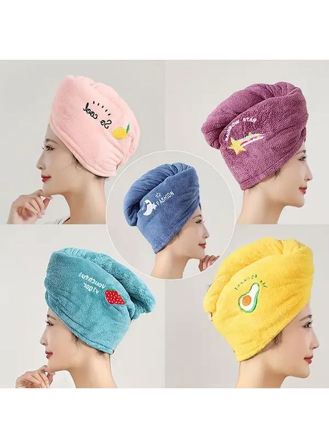 Women Purple Microfiber Quick Dry Hair Towel Soft Fruit Design - Image 1