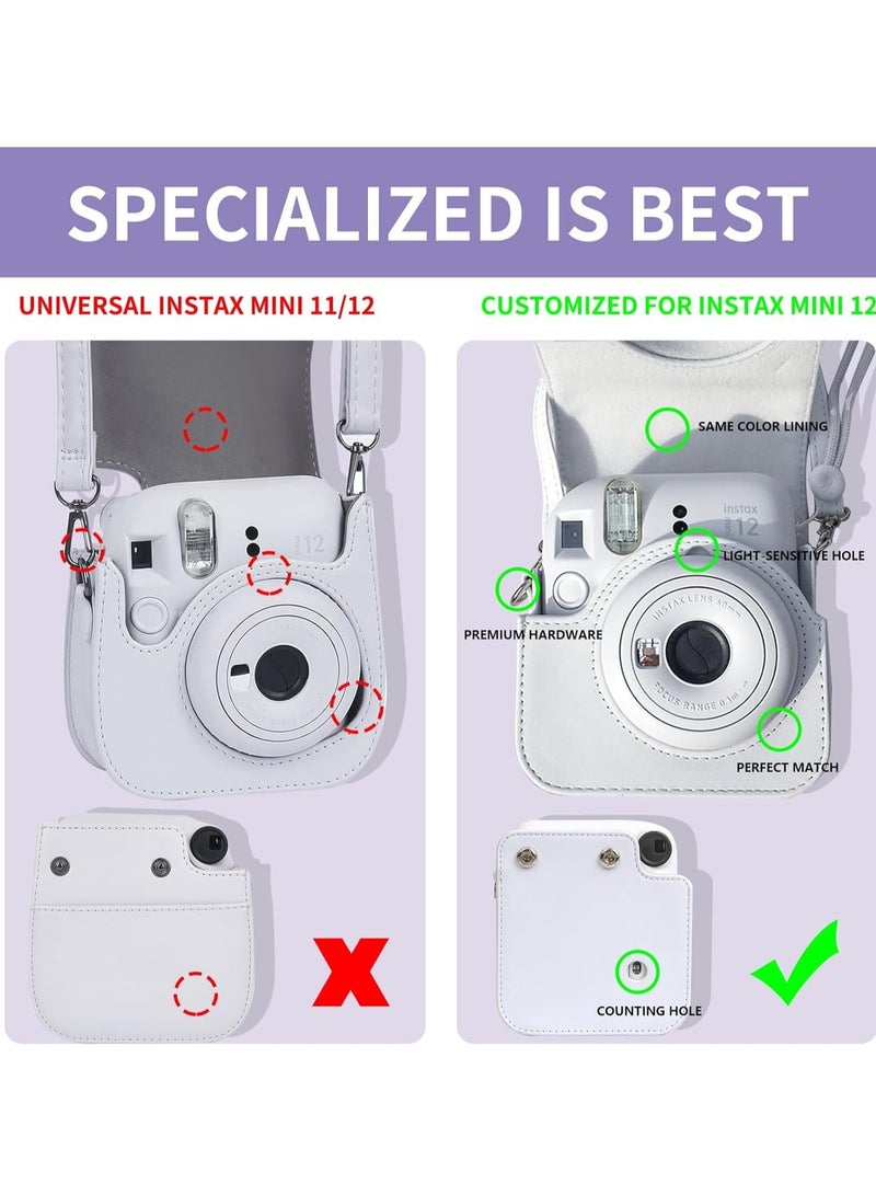 VKL Case for Fujifilm Instax Mini 12 Camera Protective PU Leather Bag Cover with Adjustable Shoulder Strap and Mini Photo Album 64 Pockets (Mint Green) - Image 5