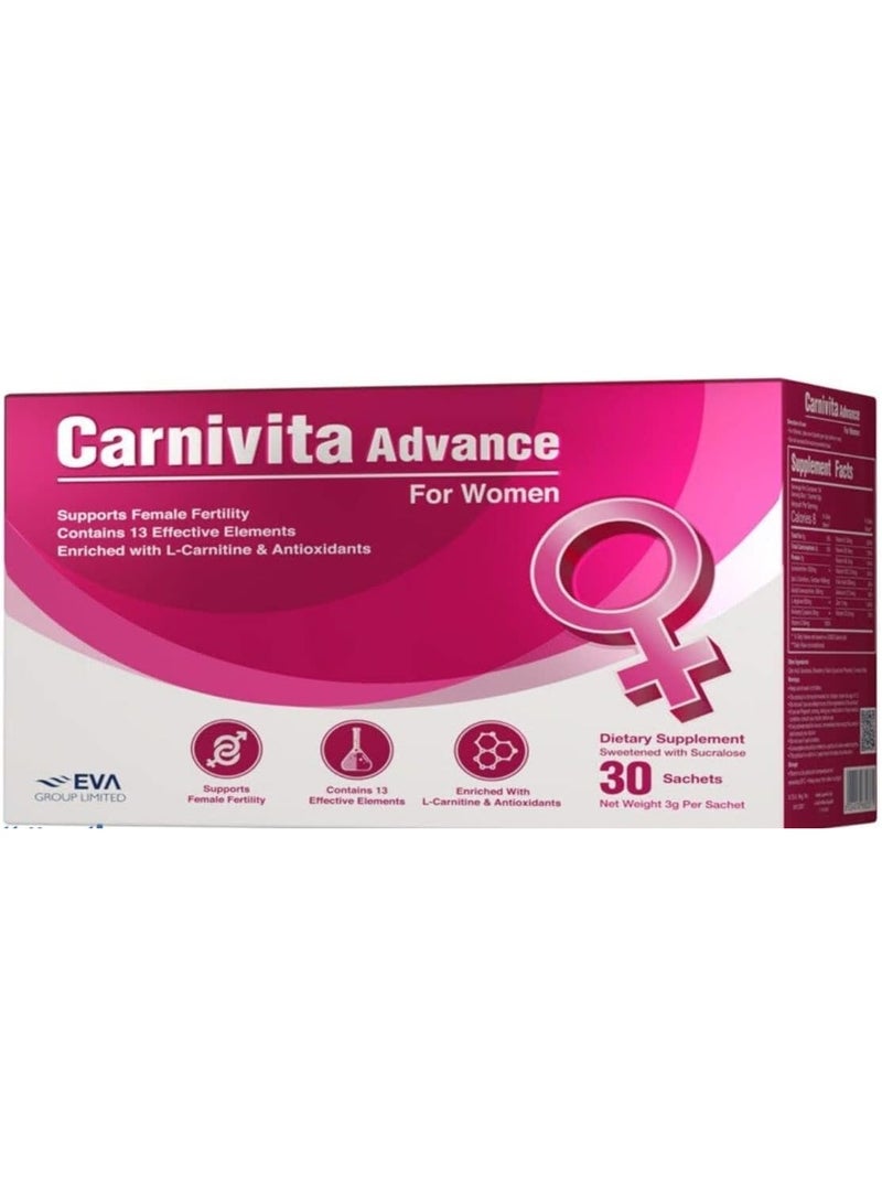 EVA PHARMA Carnivita Advance Oral Powder Sachets for Women (Pack of 30) - Image 4