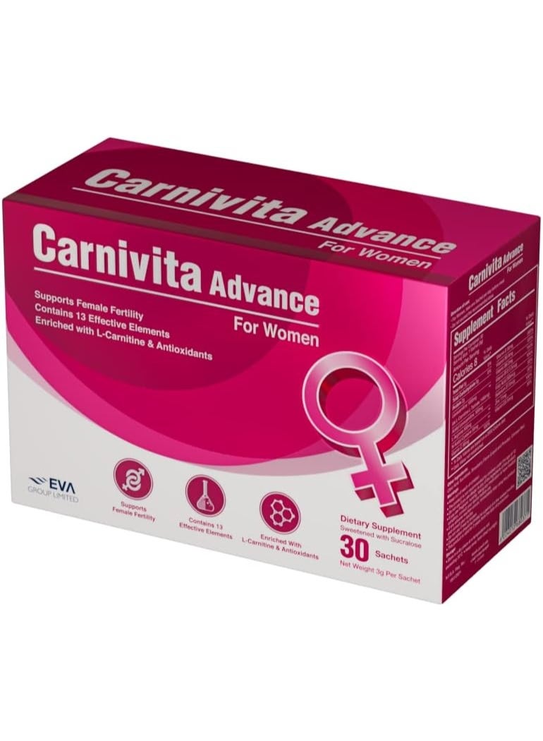 EVA PHARMA Carnivita Advance Oral Powder Sachets for Women (Pack of 30) - Image 1