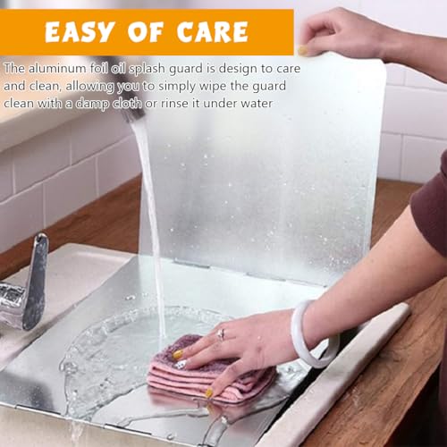 Supvox® Kitchen Oil Splash Guard, Reuseable Oil Splash Guard One-Piece Triple Fold Oil Splash Guard Aluminum Foil Oil Splash Guard for Single Stove Oil Splash Proof Screen Board, 38.5x29x30cm - Image 4
