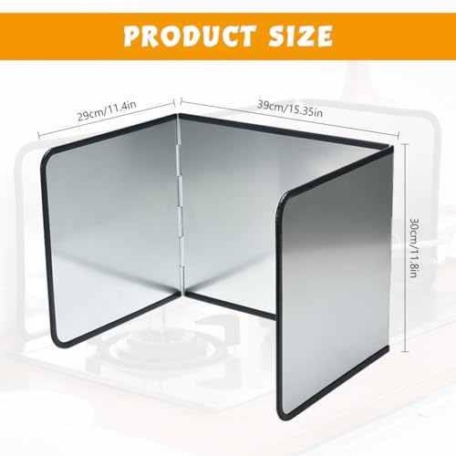 Supvox® Kitchen Oil Splash Guard, Reuseable Oil Splash Guard One-Piece Triple Fold Oil Splash Guard Aluminum Foil Oil Splash Guard for Single Stove Oil Splash Proof Screen Board, 38.5x29x30cm - Image 2