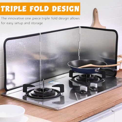 Supvox® Kitchen Oil Splash Guard, Reuseable Oil Splash Guard One-Piece Triple Fold Oil Splash Guard Aluminum Foil Oil Splash Guard for Single Stove Oil Splash Proof Screen Board, 38.5x29x30cm - Image 5