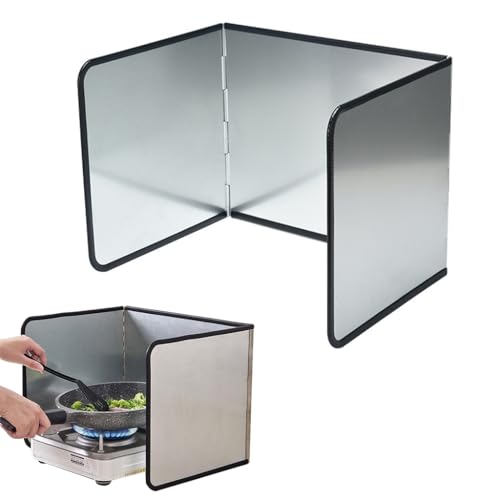 Supvox® Kitchen Oil Splash Guard, Reuseable Oil Splash Guard One-Piece Triple Fold Oil Splash Guard Aluminum Foil Oil Splash Guard for Single Stove Oil Splash Proof Screen Board, 38.5x29x30cm - Image 1