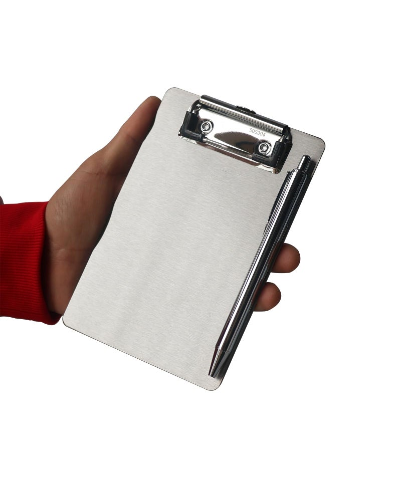 Banjiang Stainless Steel Magnetic Clipboard with Pen - Multiple Sizes, Magnetic Design, Essential for Office and Home (4.3 x 6.5 Inches) - Image 1
