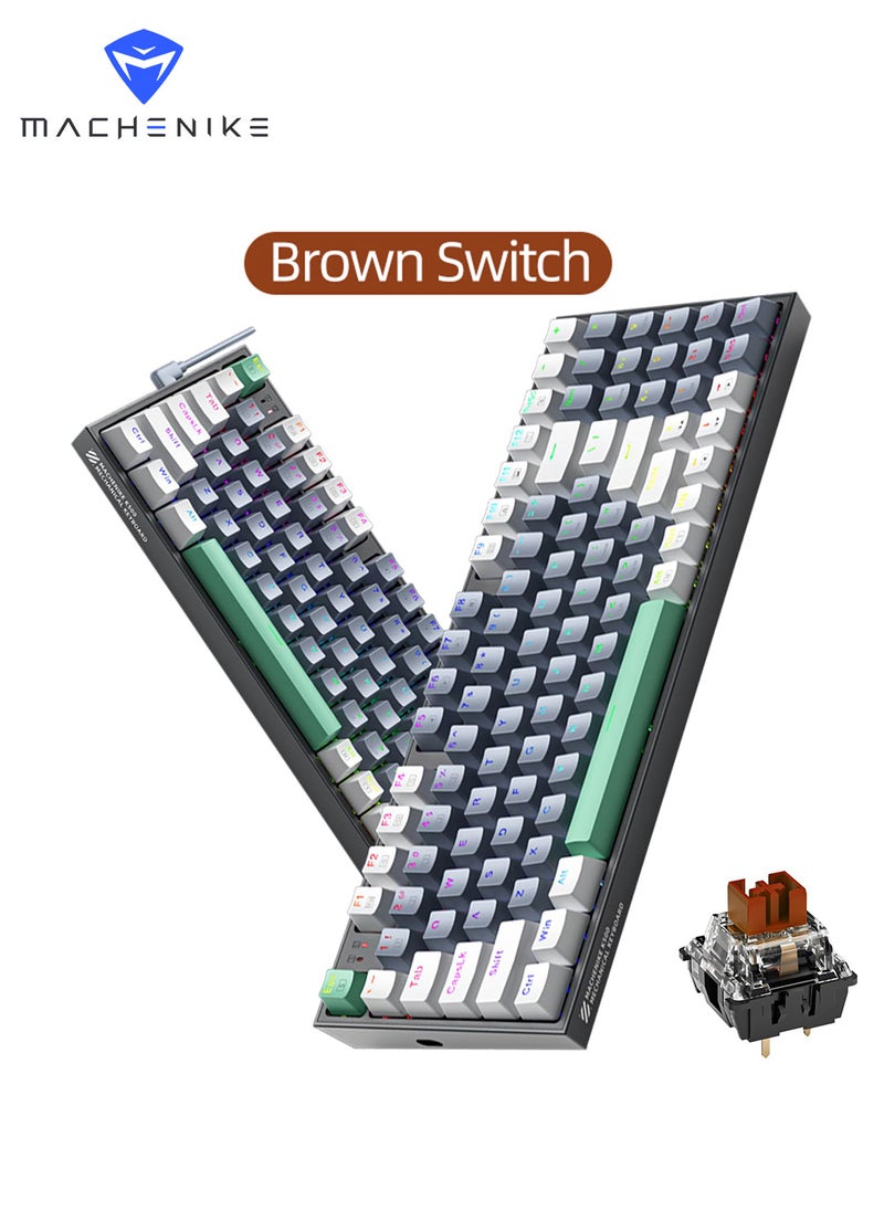 MACHENIKE - 94 Keys Gaming Keyboard Mechanical Wired Keyboard Hot Swappable With Brown Switch RGB Light - Image 1