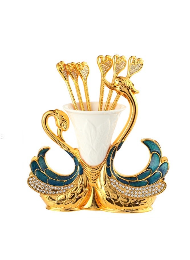 general The swan-shaped coffee spoon and fork cutlery set serves as both a storage tool and a tabletop ornament enhancing the dining style - Image 1