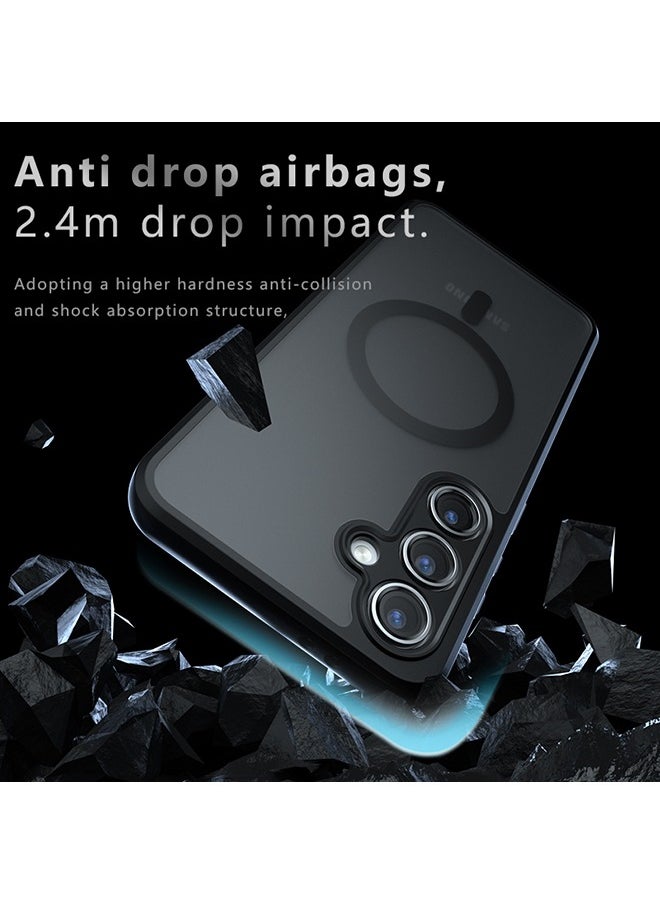 Generic - Magnetic Case for Samsung Galaxy S24 FE 5G 6.7-Inch, Frosted Translucent Back Protective Slim Phone Cover, Anti-Fingerprints, Anti-Fall Drop Protection, Shockproof Case for Samsung Galaxy S24 FE 5G (Black) - Image 1