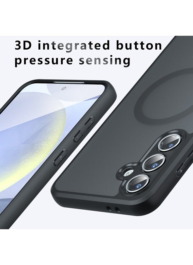 Generic - Magnetic Case for Samsung Galaxy S24 FE 5G 6.7-Inch, Frosted Translucent Back Protective Slim Phone Cover, Anti-Fingerprints, Anti-Fall Drop Protection, Shockproof Case for Samsung Galaxy S24 FE 5G (Black) - Image 1