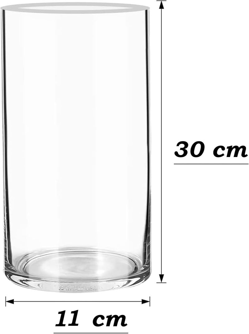 MAMATOONS 2pcs Large Glass Flower Vase 30cm X 12cm Tall Glass Flower Vase Decorative Centrepiece For Home Office Living Room Bedroom Cylinder Shape Clear Glass Decoration Piece - Image 2