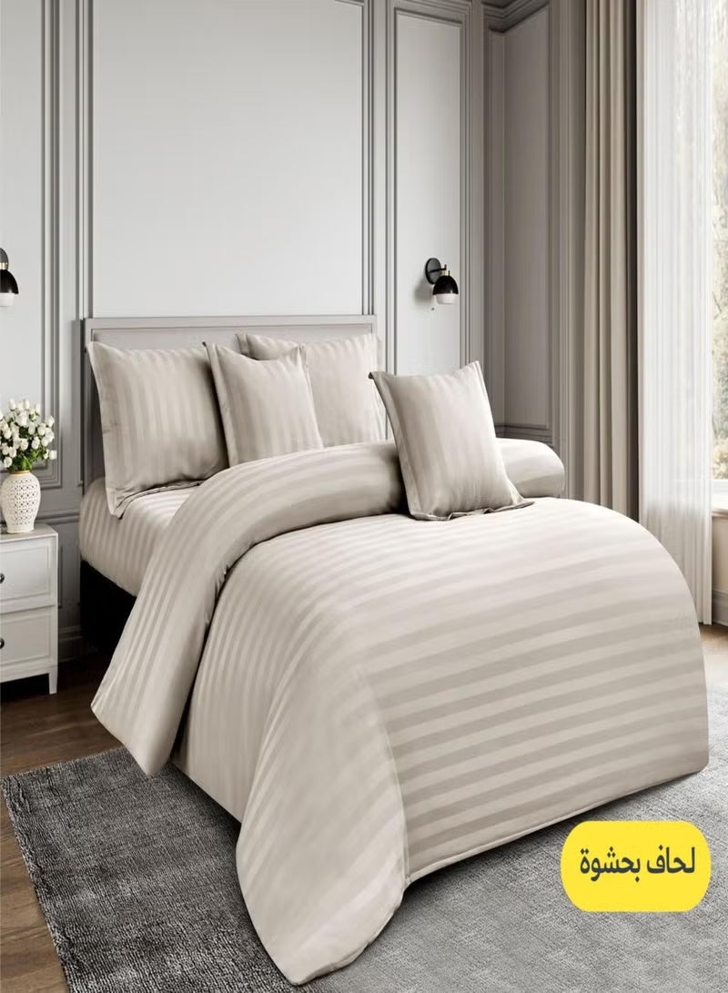 مينج لي مفرش فندقي مفرد 5 قطع من مايكروفايبر مع حشوة قابلة للإزالة – تصميم خطوط أنيق يناسب سرير بحجم 120×200 سم - Image 1