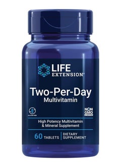 Two-Per-Day Multivitamin – Daily Dose of Vitamins & Minerals For Men and Women - Complete Essential Vitamin Supplement for Energy, Health – Gluten-Free – Non-GMO – 60 Tablets