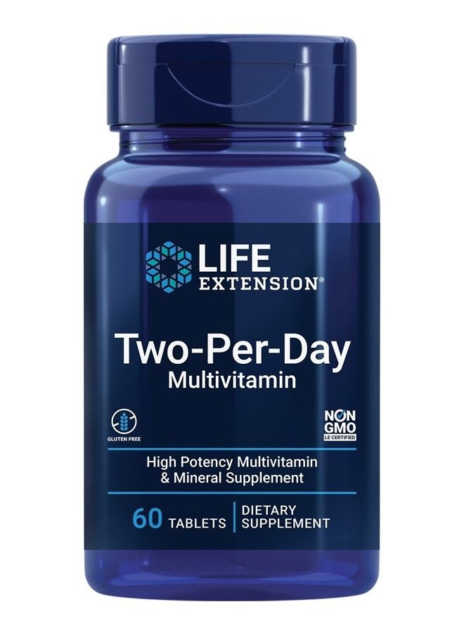 Life Extension - Two-Per-Day Multivitamin – Daily Dose of Vitamins & Minerals For Men and Women - Complete Essential Vitamin Supplement for Energy, Health – Gluten-Free – Non-GMO – 60 Tablets - Image 1