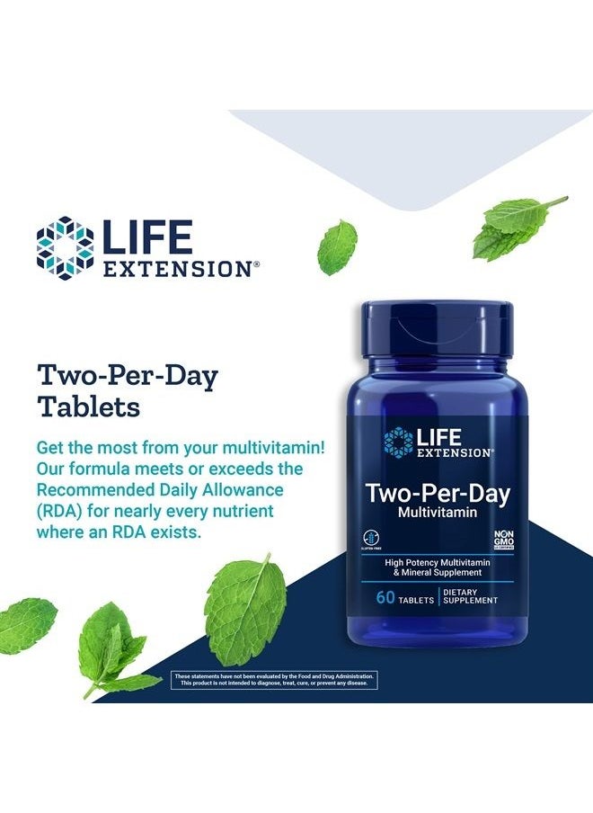 Life Extension - Two-Per-Day Multivitamin – Daily Dose of Vitamins & Minerals For Men and Women - Complete Essential Vitamin Supplement for Energy, Health – Gluten-Free – Non-GMO – 60 Tablets - Image 1