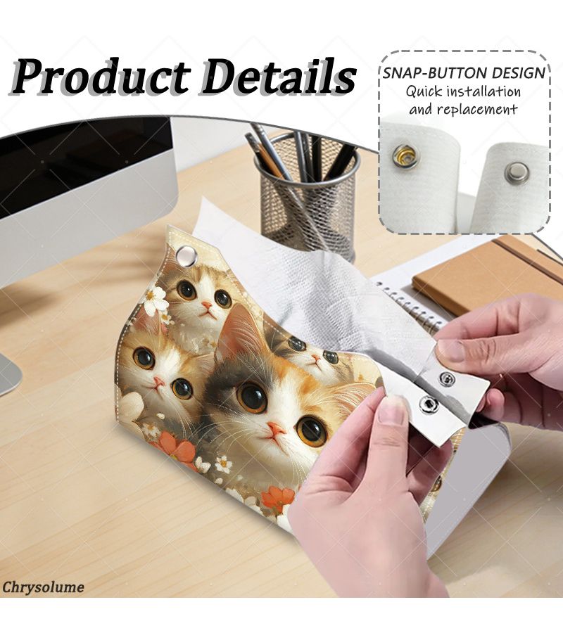 Cat Face Floral Tissue Box 7.68x5.12x4.72 Inch for Living Room Workspace - Image 5