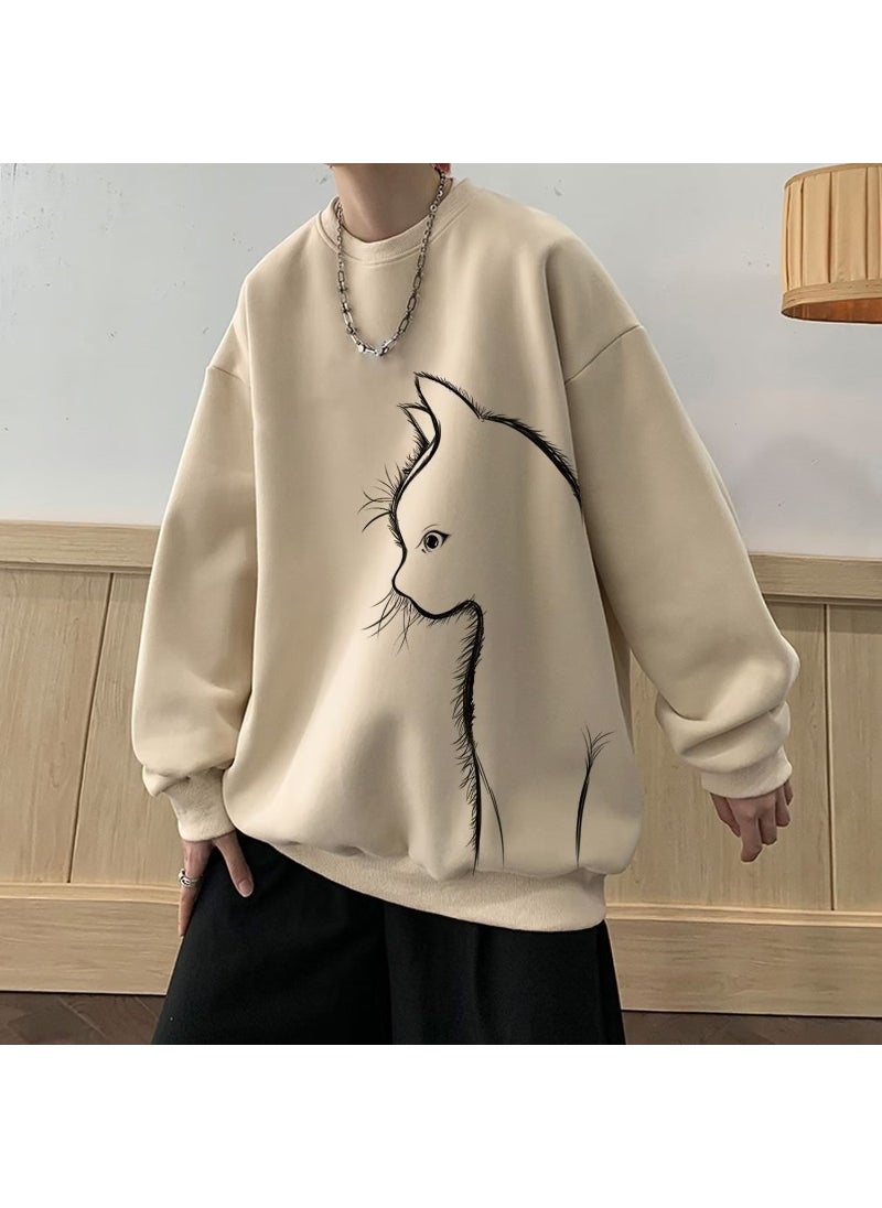 Generic - Casual Hong Kong Style Mens Fleece Sweatshirt for Autumn Winter B85 khakis (Spring and Autumn) - Image 1