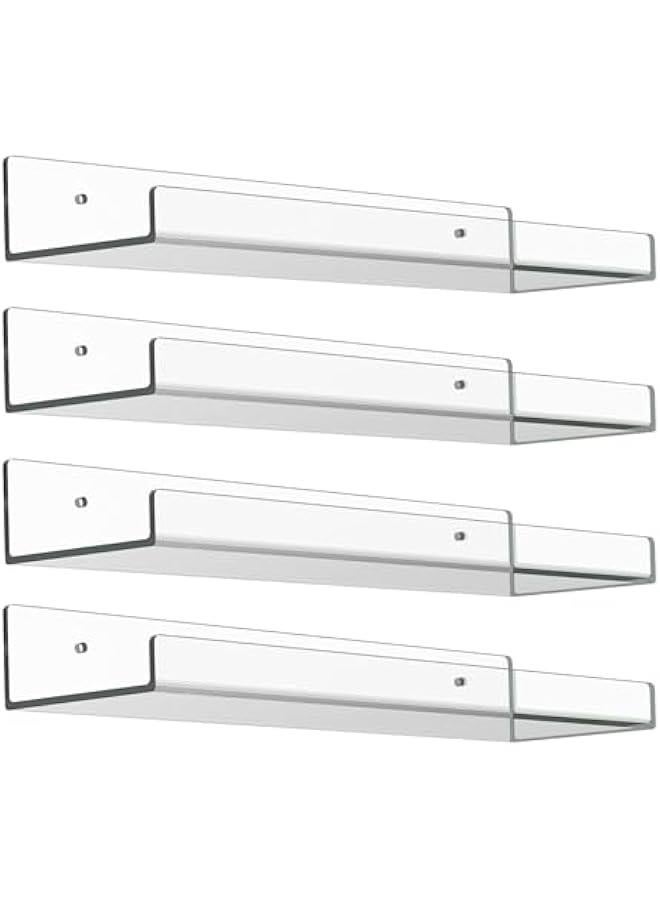 HOOKOR Acrylic Shelves for Wall Set Spacious Clear Shelves with Mounting Kit – Easy to Install, Versatile & Sturdy Shelfs - Funko Pop Shelves Perfect for Decoration & Storage - Image 1