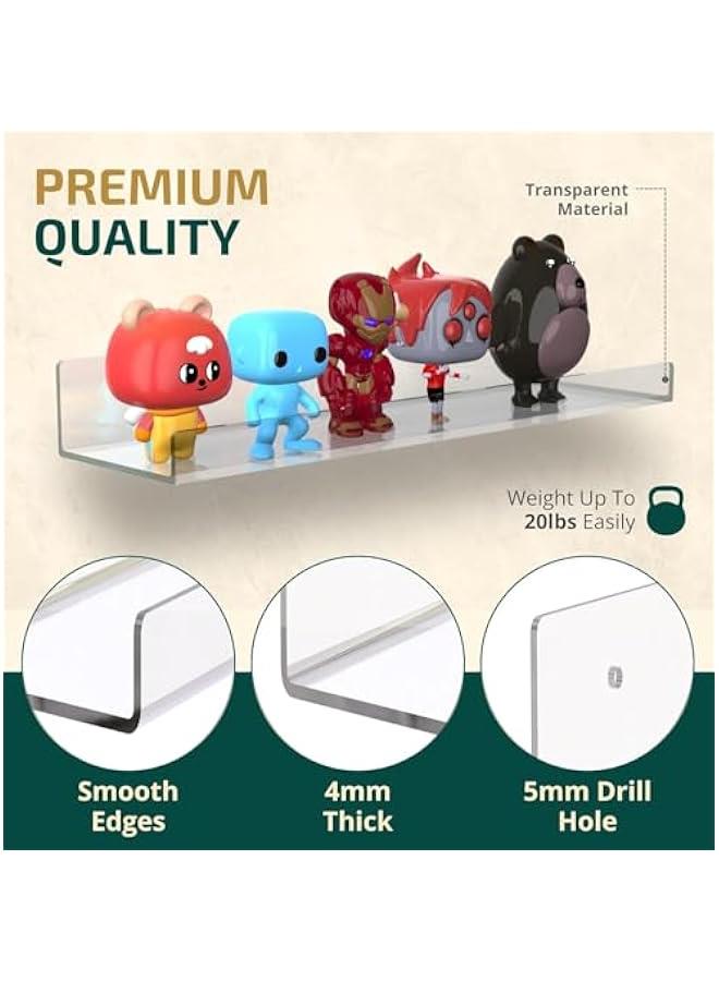 HOOKOR Acrylic Shelves for Wall Set Spacious Clear Shelves with Mounting Kit – Easy to Install, Versatile & Sturdy Shelfs - Funko Pop Shelves Perfect for Decoration & Storage - Image 3
