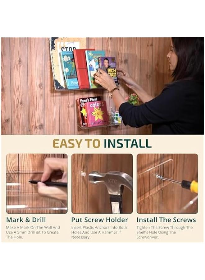 HOOKOR Acrylic Shelves for Wall Set Spacious Clear Shelves with Mounting Kit – Easy to Install, Versatile & Sturdy Shelfs - Funko Pop Shelves Perfect for Decoration & Storage - Image 4