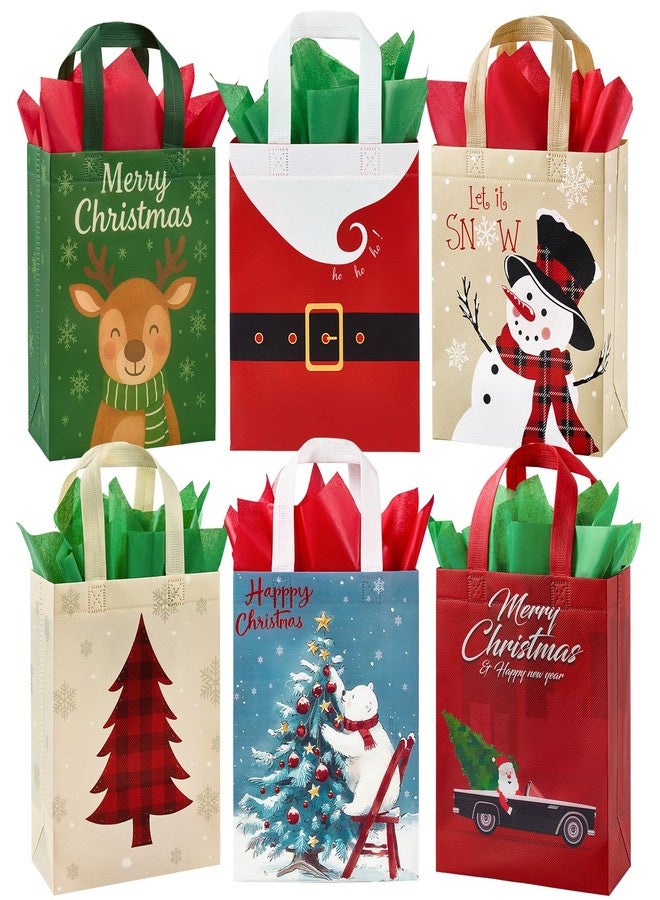 STYPOP 24 Pack 10" Christmas Gift Bags Medium Size with Tissue Paper, Reusable Non-Woven Christmas Tote Bags with Handles, Perfect for Xmas Gift Wrap/Party Favor Supplies, 10" × 8" × 4" - Image 1