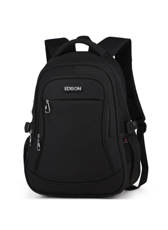 Edison Junior High School Backpack Waterproof Large Capacity Double Shoulder Bag Elementary School High Grade Burden Reduction Backpack L796-9 Black - Image 1