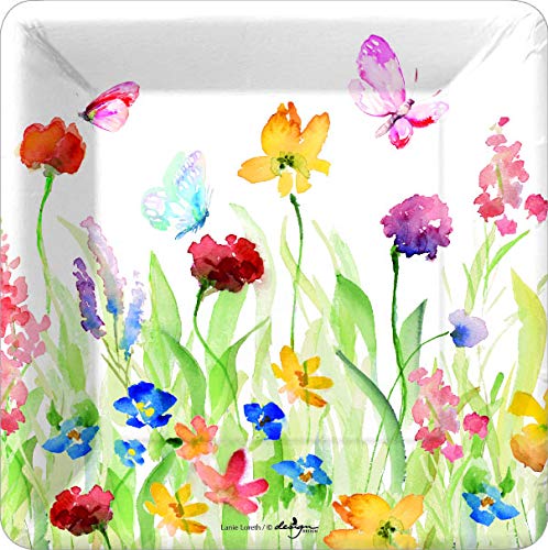 Decorative Paper Plates Disposable Party Plates Dessert Plates 7 Summer Party Supplies Wedding Reception Cake Appetizer Garden Wildflowers 16 Pak