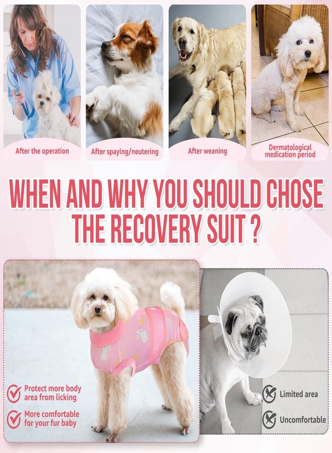 Lukovee Recovery Suit for Dogs, Zipper On Recovery Suit for Female Male Dog, Onesie Abdominal Wounds Cone E-Collar Alternative Prevent Licking Spay Recovery Suit (Large, A-Pink) - Image 5