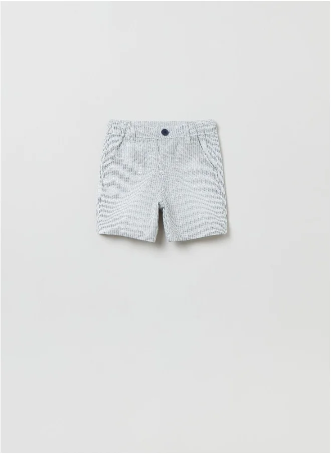 او في اس Yarn-dyed striped cotton Bermuda shorts