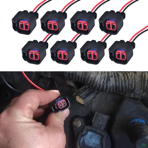 HAOBO 8PCS Fuel Injector Connector, Fuel Injector Plug, 5013995AA 5161919AA Fuel Injector Wiring Harness, Car Accessories Fuel Injector Pigtail Compatible with Chevy D-odge Ford - Image 1