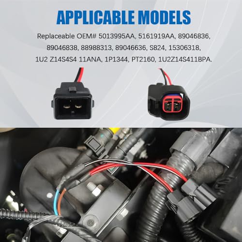 HAOBO 8PCS Fuel Injector Connector, Fuel Injector Plug, 5013995AA 5161919AA Fuel Injector Wiring Harness, Car Accessories Fuel Injector Pigtail Compatible with Chevy D-odge Ford - Image 3
