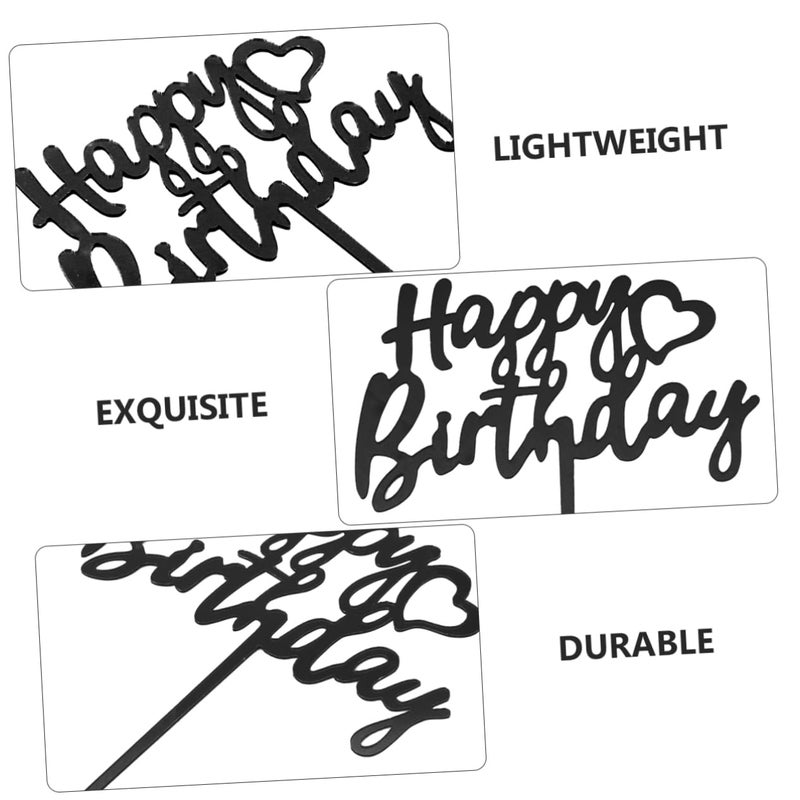 Black Birthday Cake Toppers 10pcs Stylish Party Decorations For Celebrations - Image 3