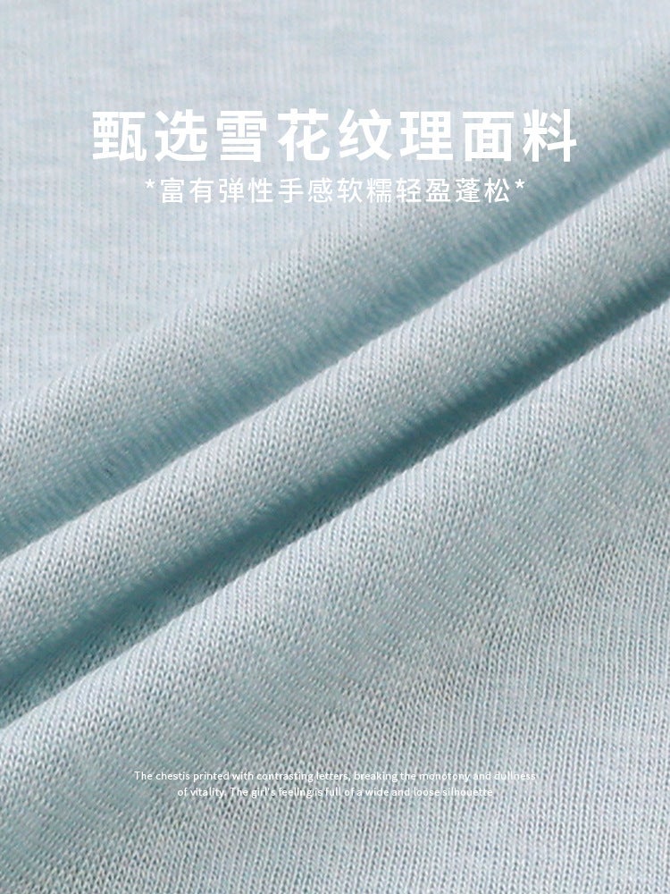 2817 Korean-Style V-Neck Short-Sleeve T-Shirt for Women, Summer Snowflake Pattern, Loose Fit, Slimming, Casual Style, Cotton Base Shirt - Image 5