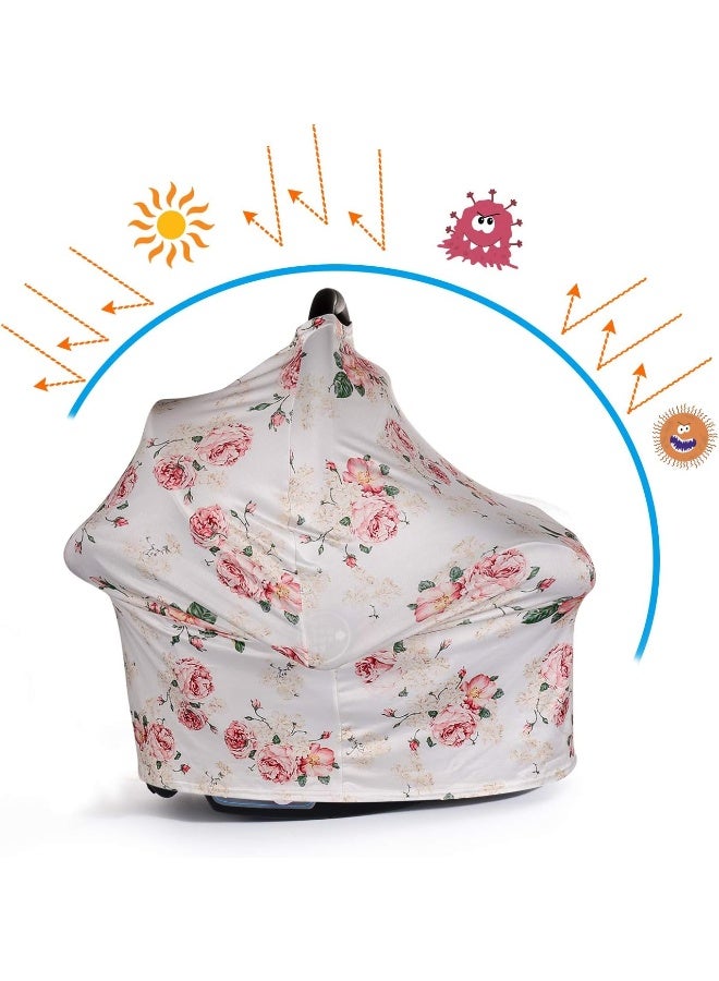 DSYJ Nursing Cover Baby Breastfeeding Scarf with Free Matching Pouch, Car Seat Covers, Boys and Girls Shower Gifts, Multifunctional Cover - Floral - Image 5