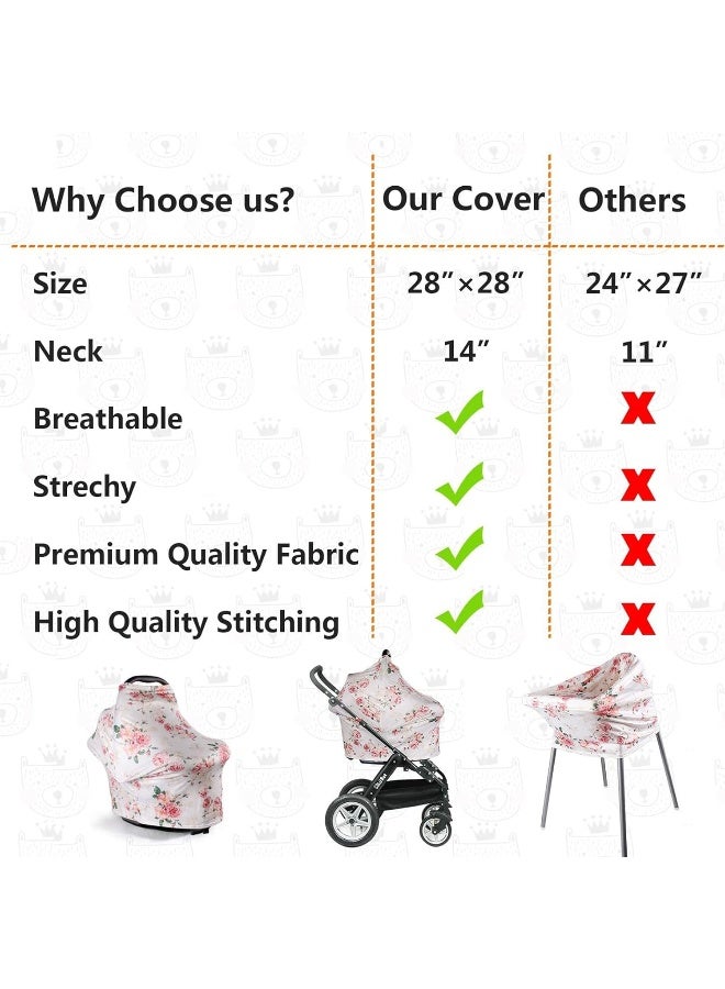 DSYJ Nursing Cover Baby Breastfeeding Scarf with Free Matching Pouch, Car Seat Covers, Boys and Girls Shower Gifts, Multifunctional Cover - Floral - Image 3
