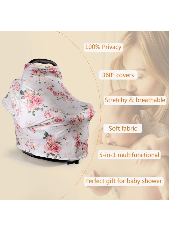 DSYJ Nursing Cover Baby Breastfeeding Scarf with Free Matching Pouch, Car Seat Covers, Boys and Girls Shower Gifts, Multifunctional Cover - Floral - Image 4