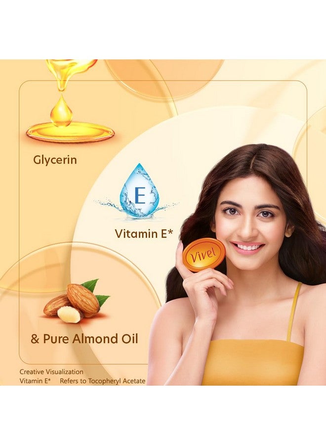 Vivel Glycerin Bathing Soap For Soft Moisturized Skin With Pure Almond Oil & Vitamin E, 375G (125G Pack Of 3), Soap For Women & Men, For All Skin Types - Image 2