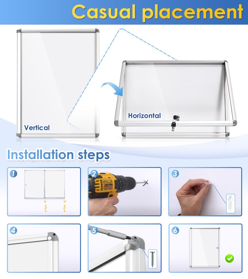 S SWANCROWN لوحة إعلانات مغناطيسية قابلة للمسح SWANCROWN مع إطار ألمنيوم 26x20 بوصة (4xA4) - Image 3