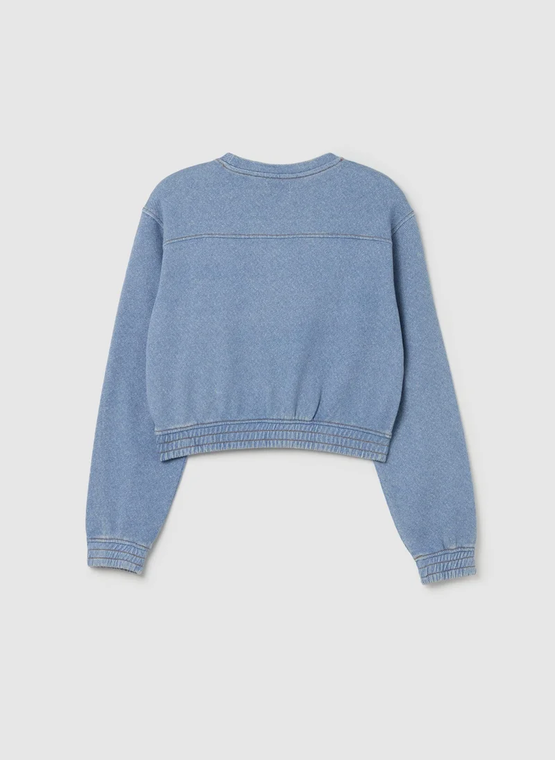Ovs Crop Sweatshirt With ''Fearless'' Heart Print