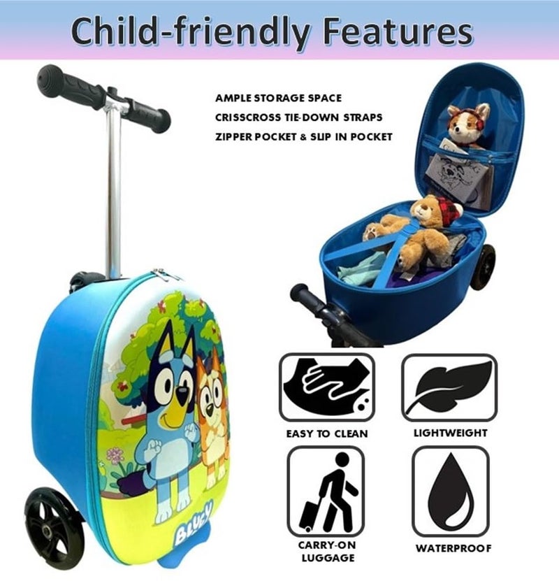 Fast Forward Bluey 18" Ride-On Suitcase Scooter - Bluey Lightweight Carry-On Foldable Scooter Luggage - Image 5