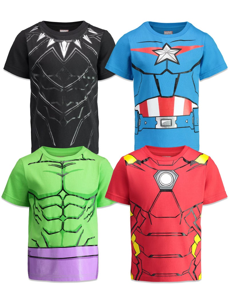 Marvel Captain America Black Panther Iron Man Hulk Toddler Boys Short Sleeve T-Shirt 4T - Image 1